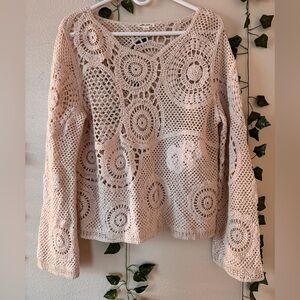 Ultra Pink | Cream Crochet Woman’s Top